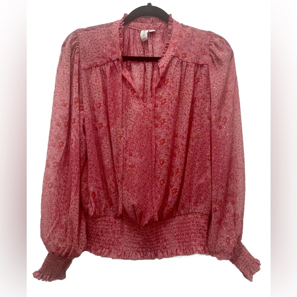 Joie Long Sleeve Sheer Pink Blouse